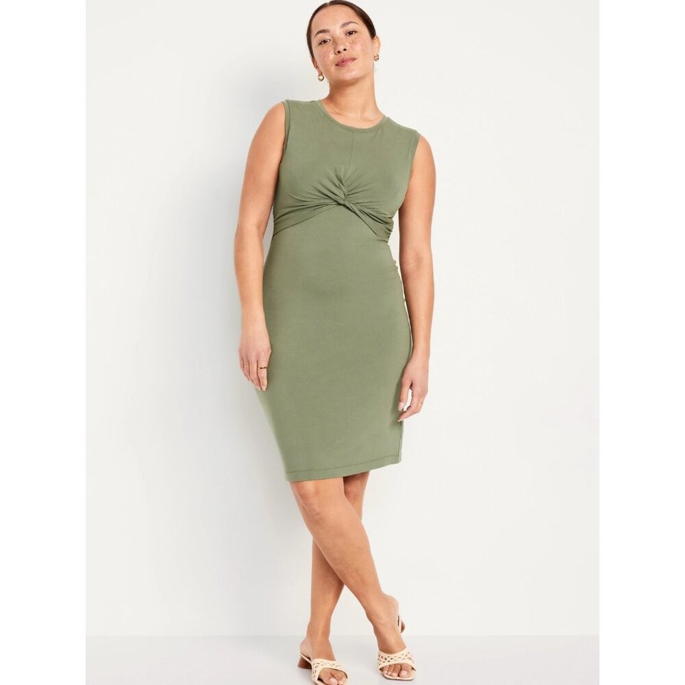 Old Navy Dress Green Twist Front Nursing Sleeveless